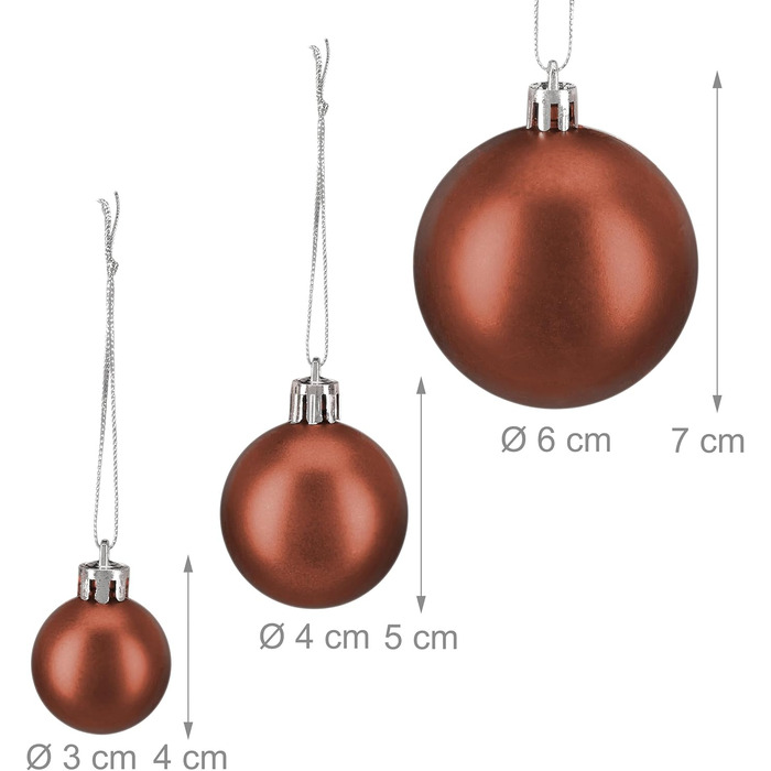 Різдвяні кульки набір із 100 шт коричневі Relaxdays