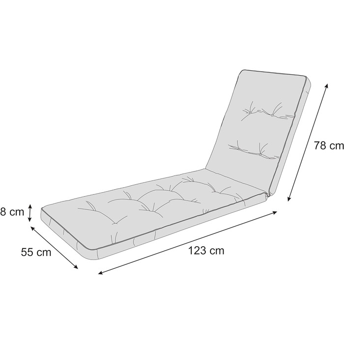 Подушка для шезлонга, Садовий шезлонг (Графіт) 201 х 55 см, товщина 8 см, Подушка для шезлонга, Зручна подушка для шезлонга, Шезлонг