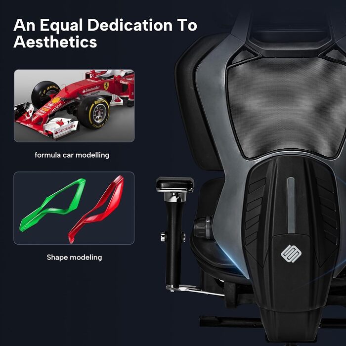 Ігрове крісло EUREKA ERGONOMIC Typhon, ергономічне офісне крісло з регульованою поперековою опорою та підголівником, крісло для ПК з 4D підлокітниками та регулюванням висоти, вантажопідйомність 125 кг, чорний та сірий