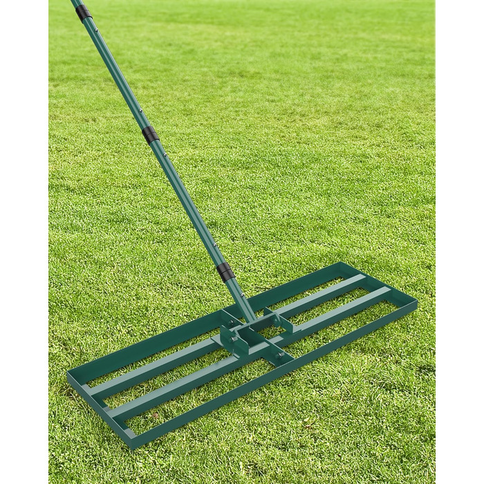 Гребінь для газону Rasen Rakel 76x25 см з ручкою 198 см, вирівнювач газону, широкий гребінь для піску, садовий аератор/гребінь для подвір'я, газону та гольф-поля (198 см, 76x25 см)