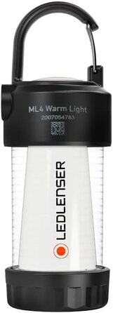 Світлодіодний ліхтар Ledlenser ML4 Warm Light, 300 люменів, час роботи до 40 годин, перезаряджається від батареї, світло без відблисків, з функцією червоного світла, можлива робота від батареї AA, карабін, відкритий, кемпінг, чорний