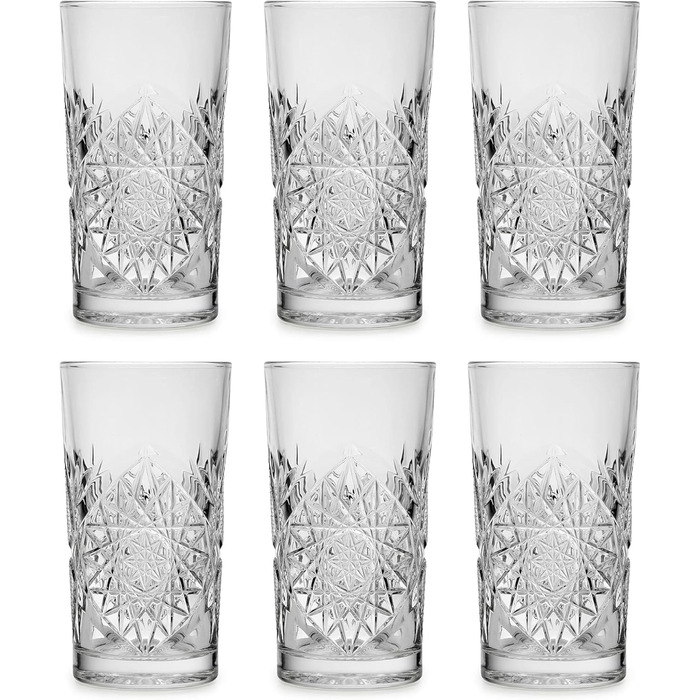 Довга склянка Libbey Hobstar - 355 мл / 35,5 мл - 6 шт. - вінтажний дизайн - можна мити в посудомийній машині - висока якість 6 шт