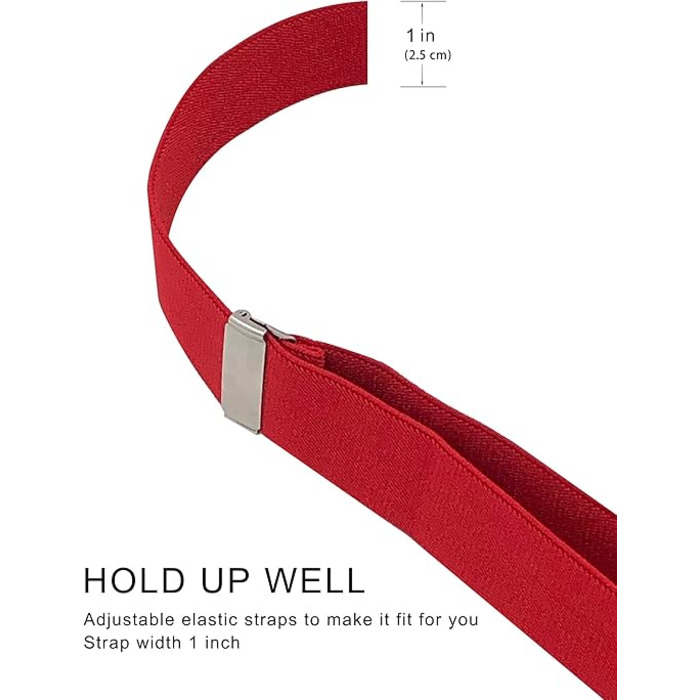 Підтяжки Ausukler Extra Strong 2,5 см з карабін-гачками червоний