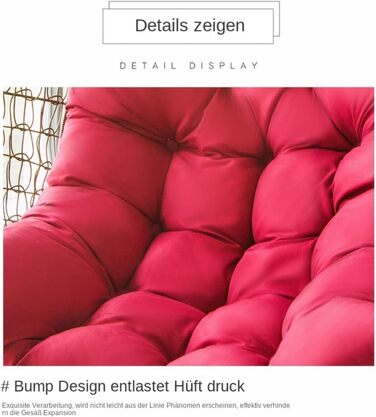 Подушка для крісла-яйце, кругла подушка для сидіння/спинки для підвісного крісла - 120*80 см, подушка для підвісного крісла, накладка для гамака-гойдалки з поліратангу/ратангу, для приміщень та вулиці, для вітальні, темно-сіра 120*80 см