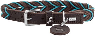 Нашийник для собак HUNTER SOLID Education, колір темно-коричневий/бірюзовий, міцна яловича шкіра, ручне плетіння, виготовлено в Німеччині, розмір 50 темно-коричневий/бірюзовий 50