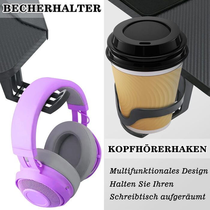 Ігровий стіл Storeo Imp, 140 x 60 см, МДФ / сталь / вуглецеве волокно, чорний