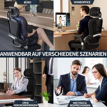 Ергономічне офісне крісло TRALT, до 150 кг, сітка, чорний