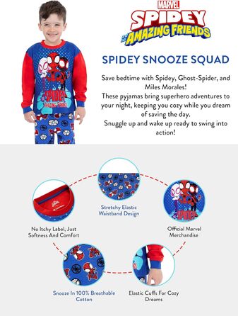 Піжами Marvel Boys Spiderman з довгими рукавами для дітей, 116 синіх