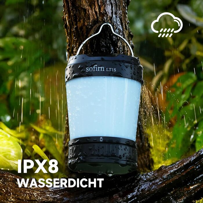 Ліхтар для кемпінгу Sofirn LT1S з плавним регулюванням яскравості, акумуляторний кемпінговий ліхтар 2700k-6500k, USB-C, режими червоного світла SOS, час роботи до 500 годин, водонепроникний наметовий ліхтар IPX8 для кемпінгу, походів, відключення електрое