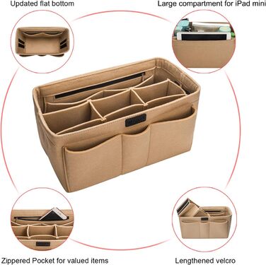 Організатор Ropch Bag для жіночої сумки, багатофункціональний органайзер для косметики, органайзер для сумки для підгузників, беже