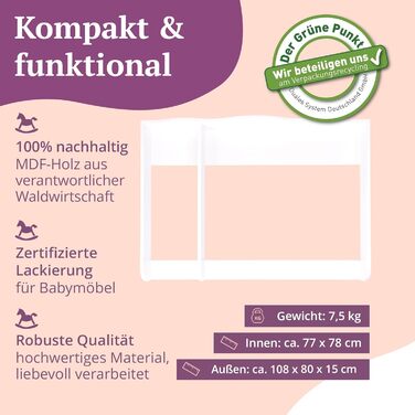 Пеленальний блок XXL сумісний з комодами IKEA Hemnes тощо. 108x80x10 см Пеленальний матрацик з дерева МДФ Пеленальний блок преміум