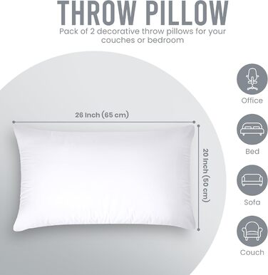 Декоративні подушки Utopia Bedding, 50,8 x 66 см, подушки для ліжка та дивана, декоративні подушки для дому, 2 шт., білі