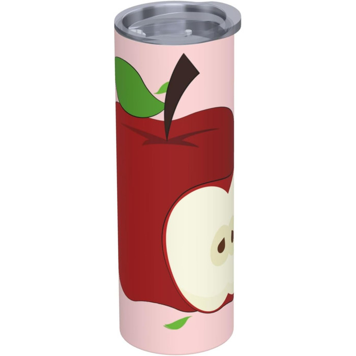 Кухоль з прямою трубочкою, 590 мл, мультяшний, червоні фрукти, принт, дорожній кухоль, підходить для кемпінгу, офісу та дому