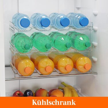 Тримач для пляшок Lifewit, що штабелюється, для шафи, морозильної камери, комори - пластиковий тримач для пляшок з водою для кухонної стільниці, шафи, офісу, кожна полиця вміщує 12 пляшок, 3-рівневий - 12 пляшок