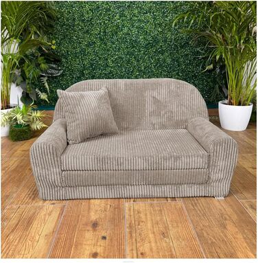 Дитячий диван FORTISLINE (круглий) з плюшу - Міні-ігровий диван з розкладкою - Дитячий диван з функцією сну 78x45x40 см - М&39який диван Oeko-TEX, включаючи подушку, коричневий