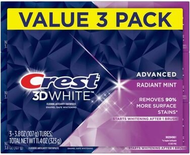 Зубна паста зі смаком Crest 3D White Radiant Mint, 107 г, 3 шт. и