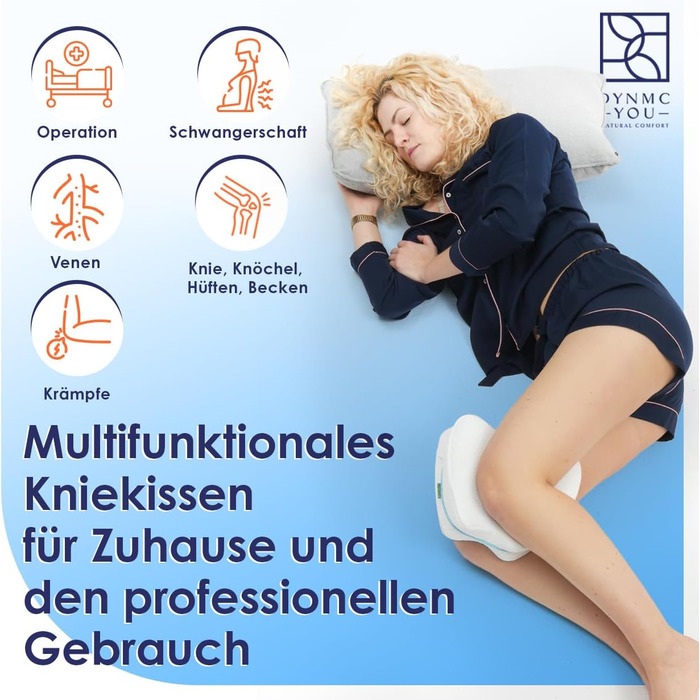 Подушка для колін для сну на боці - Ергономічна подушка з піни з пам&39яттю форми для ніг, стегон та спини - Подушка для ніг для спокійного сну з дихаючою та пральною оббивкою 26x22 см