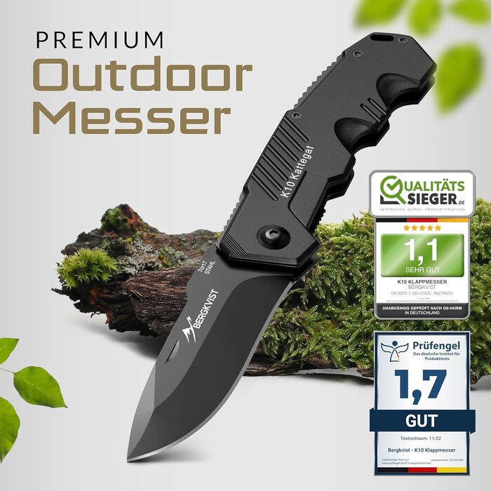 Складаний ніж (дворучний) - гострий кишеньковий ніж для активного відпочинку та виживання з вогнетривкої сталі та чохлом - дозволе