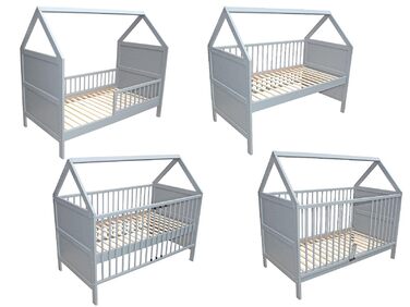 Дитяче ліжко Micoland, дитяче ліжко, дитяче ліжко, приліжкове ліжко, ліжко-будинок 140x70 см, трансформоване, суцільно сірий колір (ліжко з низькими бічними бортиками)