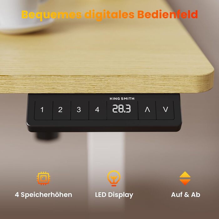 Стіл з регульованою висотою, електричний комп&39ютерний стіл 140 x 60 см, стіл для роботи сидячи та стоячи з 4 положеннями пам&39яті, стіл для роботи стоячи з 2 гачками для офісу, з&39єднувальна пластина, дуб