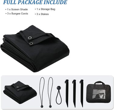 Сонячний тент для автофургона, вітропроникна передня панель 2,44 м x 3,8 м для тенту, універсальний екран для забезпечення конфіденційності з повним комплектом, захист від сонця 86, захист від вітру та дощу