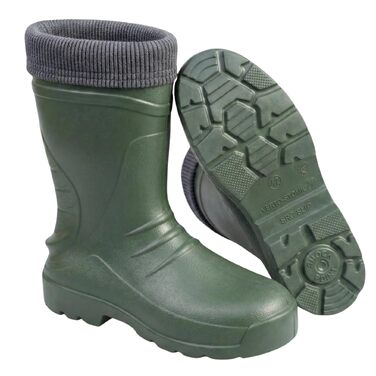 Чоловічі гумові чоботи VERTO з EVA, флісові внутрішні шкарпетки (до -30C), високий халяв, нековзна підошва SRC з безпечним протектором, розмір 43 EU, зелені