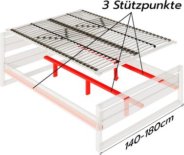 Рейкова основа ліжка Profi-Frame Slim 160x200 см Високоякісний каркас ліжка з 56 вигнутими березовими ламелями Складані дерев&39яні рейкові основи, що підходять для пружинних та пінопластових матраців. (DUAL, 160x200) DUAL 160x200
