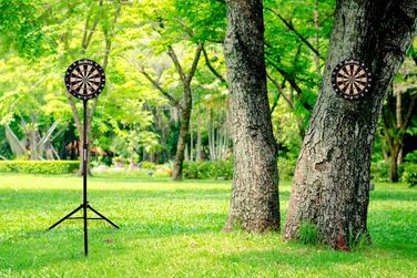 Мішень для дротиків Stagecaptain DBS-1715C Bullseye Champion з дротиками - Професійна сталева мішень для дротиків з сизалю - Мішень для дротиків з надтонкими дротами - Мішень для дротиків з 6 дротиками та 4 наборами дергань