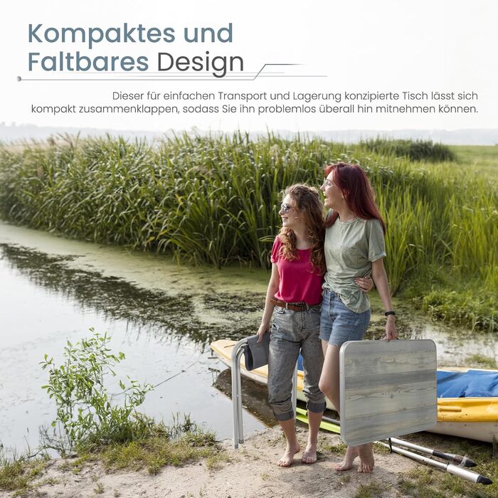 Складаний кемпінговий стіл Homecall 75 x 55 x 63/25 см, регульована по висоті алюмінієва, складна, стільниця з МДФ, витримує вагу до 30 кг, підходить для саду, пікніка, пляжу, балкону, кухні, 75 x 55 x 63 см