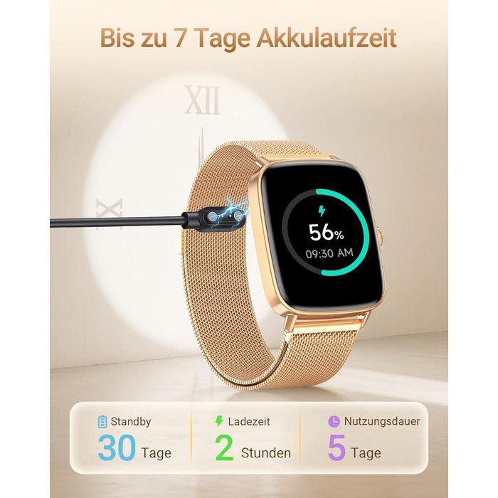 Розумний годинник для чоловіків та жінок з функцією телефону, фітнес-годинник 1,85 дюйма, понад 100 спортивних режимів, фітнес-трекер з моніторингом серцевого ритму/SpO2/сну, крокомір, водонепроникний спортивний годинник IP68 для iOS та Android, рожеве зо