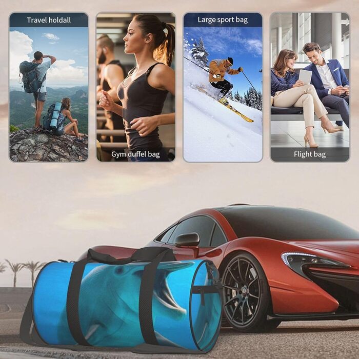 Дорожня сумка Щасливий Дельфін великої місткості, легка та міцна, ідеальний подарунок для подорожей, відпустки, ділових поїздок та іншого, Щасливий Дельфін, універсальний розмір