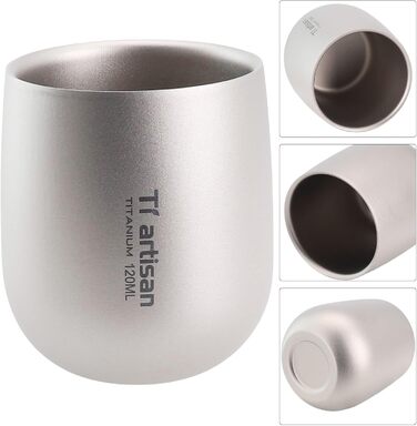 Двостінна туристична кружка, 120 мл, титанова кавова кружка для гарячих і холодних напоїв, подорожей на природі та пікніків