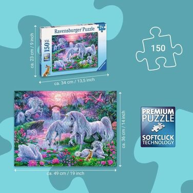 Дитячий пазл Ravensburger - 10021 Єдиноріг на заході сонця - фантастичний пазл для дітей від 7 років, 150 елементів у форматі XXL