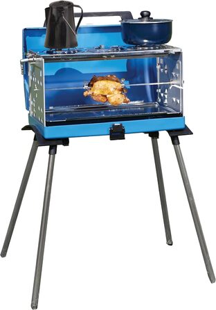Газовий кемпінговий гриль зі знімними ніжками, портативний гриль та 3-конфорочна плита в одній валізі-гриль, включаючи вертел, 5200 Вт, 72,5 x 54 x 108 см, 200 SGR