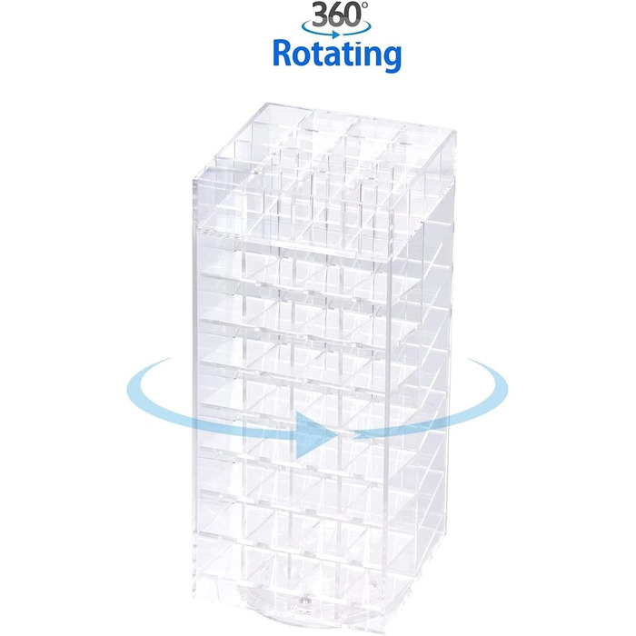 Обертова губна помада Прозора акрилова стійка для дисплея Підставка Підставка для зберігання косметики Lazy Susan Makeup Коробка Карусель Приголомшлива полиця з 80 відділеннями - MK391A Прозора, 360