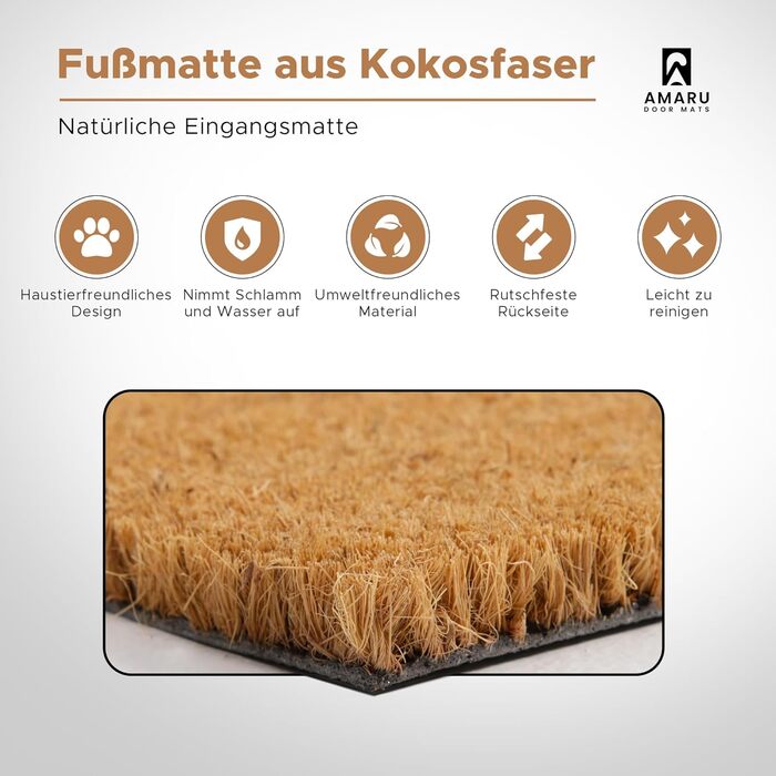 Килимок з кокосового волокна з різнокольоровими птахами - 70x40 см - Килимок для вітальні з протиковзкою ПВХ та кокосовою поверхнею - для вхідних дверей, коридорів, зовнішніх дверей, аксесуарів для дому - Простий оригінальний дизайн