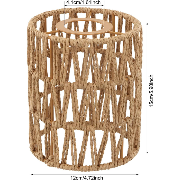И абажур з натурального ротанга - Підвісний світильник у стилі бохо та дизайн торшера - Підвісний абажур - Підвісні світильники-кошики, ліхтар, настільна лампа, підвісні світильники, стельовий світильник - заміна абажура Ø 12см, 2 шт.