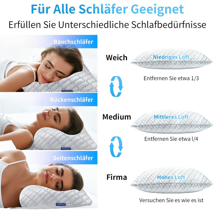 Подушка, подушка з піни з ефектом пам&39яті, охолоджувальна подушка, подушка для плоскої шиї, ортопедична подушка для сну на боці (синя хвиля, 40x60 см) Синя хвиля 40x60 см