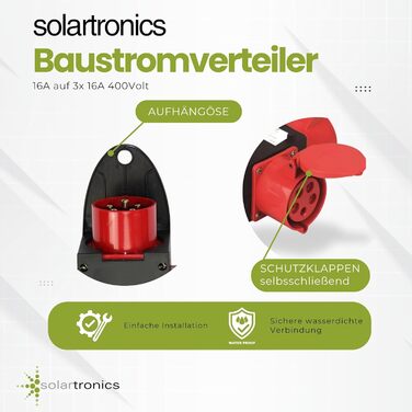 Розподільна коробка SOLARTRONICS для будівельного майданчика, високовольтна розподільна коробка, захисні розетки CEE, промислова розподільна коробка (CEE 16A)