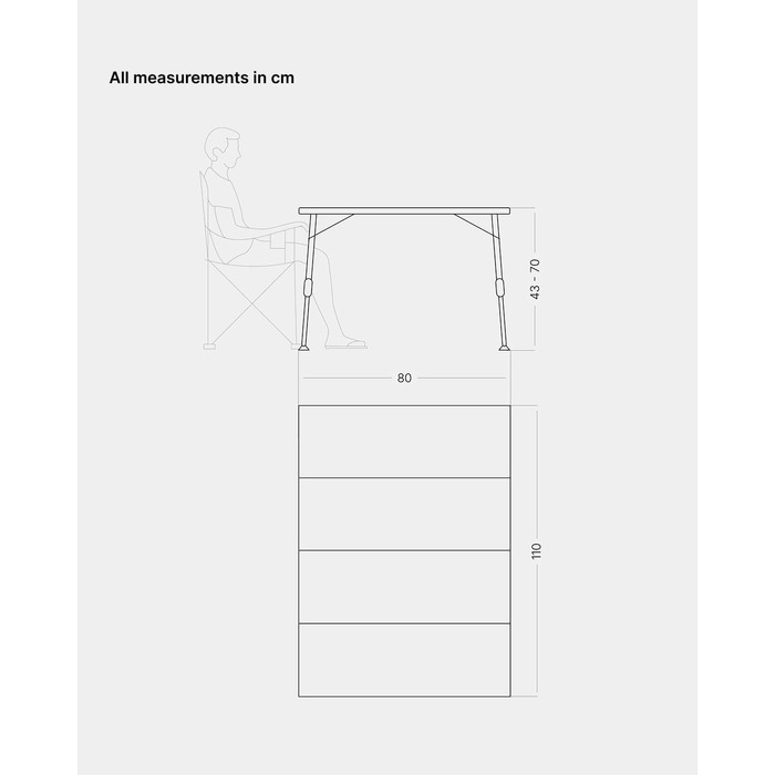 Доступний у 3 розмірах) - портативний розкладний стіл зі складною бамбуковою стільницею, регульована висота, світло-коричневий