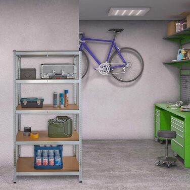 Міцний стелаж Relaxdays, оцинкований, 5 полиць, 180x90x45 см, сріблястий Полиця для зберігання у підвалі, вантажопідйомність 875 кг, сталь, вставне складання