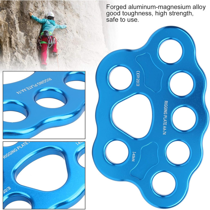 Такелажна пластина VGEBY 45KN з 8 отворами з алюмінієвого сплаву, багатошаровий анкерний з&39єднувач з роздільним перегородкою для скелелазіння та активного відпочинку на свіжому повітрі