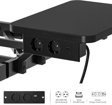 Каркас ліжка YITAHOME зі світлодіодним освітленням, зарядною станцією USB, інтерфейсом Type-C, плаваючим дизайном, металевим каркасом, тканинним чохлом (матрац не входить до комплекту), 180x200 см, чорний