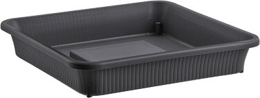 Кашпо BURI XL 48x48 см, великий квітковий горщик Горщик для рослин з резервуаром для води та блюдцем 30-літровий квітковий горщик для використання в приміщенні та на вулиці, антрацитового кольору УФ-стійкий, морозостійкий, надзвичайно міцний, антрацитовий