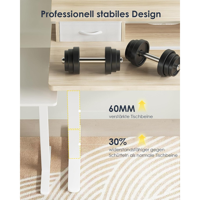 Електричний стіл OffiGo з регульованою висотою, шухлядою та USB-портом, 120 x 60 см, ергономічний комп&39ютерний стіл для роботи сидячи та стоячи, клен 120 x 60 см, бежевий