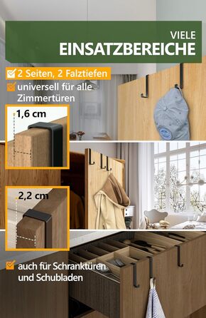 Дверні гачки 4smile - набір з 10 шт. , чорні - дверні гачки з нержавіючої сталі для підвішування, універсального використання, две