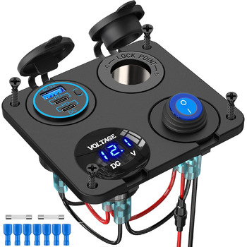 Панель перемикача розетки PD USB Автомобільна розетка для встановлення розетки DC 12 вольт водонепроникний адаптер штепсельної вил