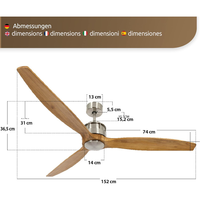 Стельовий вентилятор Akmani, вентилятор в комплекті з пультом дистанційного керування, сучасний стельовий вентилятор з 3 лопатями
