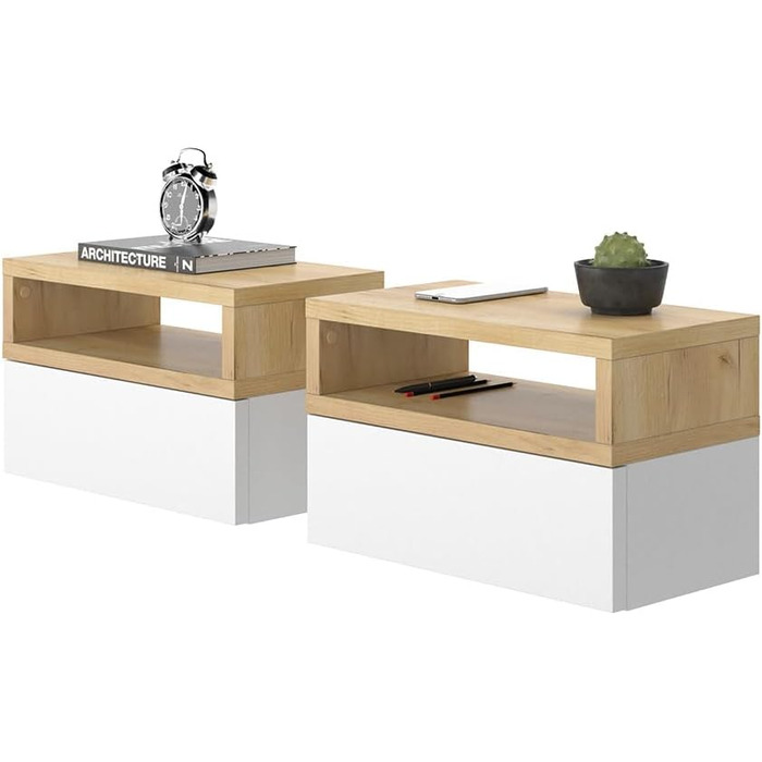 Тумба приліжкова Vicco Urbano, дуб золотистий/білий, 45 x 28 см Коричнева одномісна