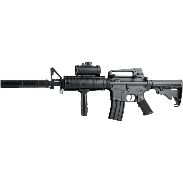 Страйкбольна гвинтівка airmaX M4 Sport Series AEG – кал. 6 мм, <0.5 Дж, повний комплект з Red Dot, акумулятором, цівкою та подовжувачем ствола